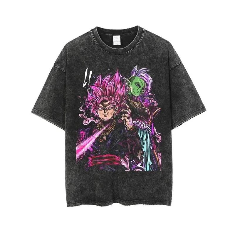 

Dragon Ball Goku Black T Shirt Rose Men Acid Wash Oversized Anime Zamasu Pink Cotton Vintage Gym Streetwear Graphic Top Tee M