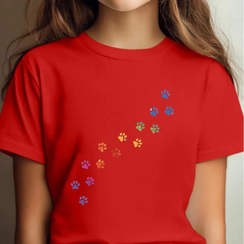

Summer Girls Stylish Round-Neck T-Shirt, Casual And Comfortable, 95% Print Tee 150cm