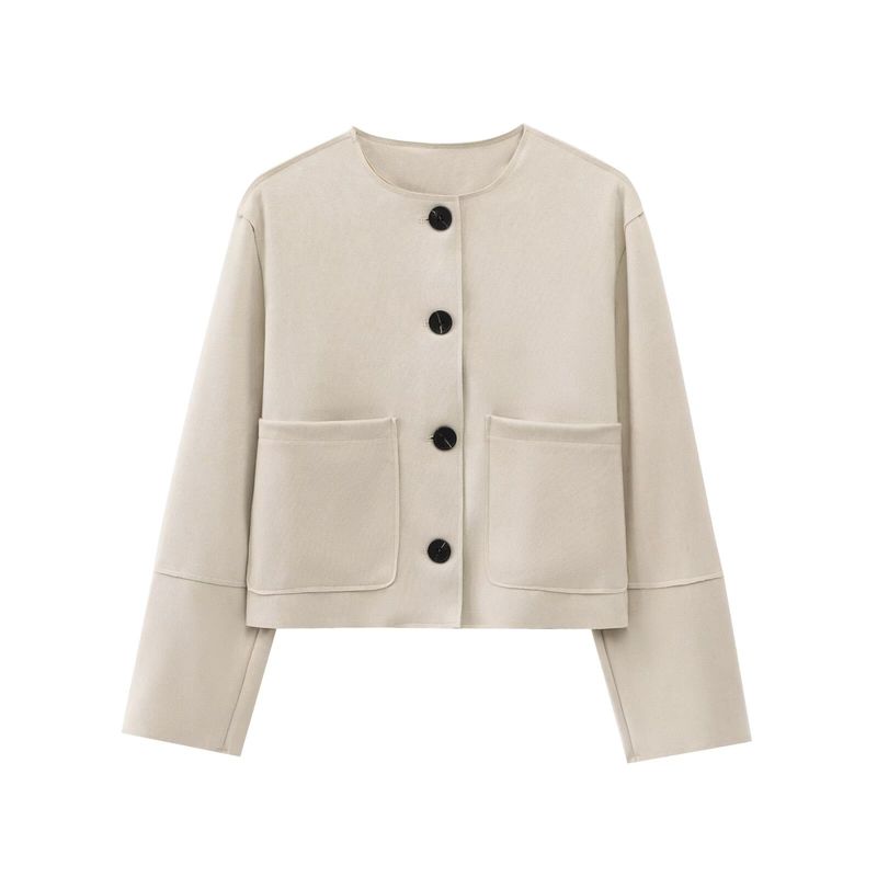 

Kaslead New Arrival Women s Clothing Fashion Style Fashion Suede Texture Effect Jacket Outwear 6318233 Beige White L
