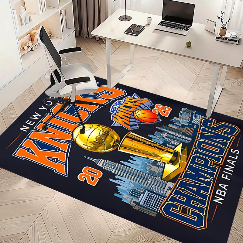 Kober s potiskem loga Knicks - Měkký, omyvatelný, protiskluzový vnitřní kobereček pod kancelářské židle, do obývacího pokoje, domácí kanceláře, dekorativní kobereček