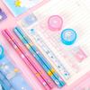 6Pcs/Set Kids Cartoon Stationery Set with 2 Pencils Eraser Sharpener Ruler Transparent Case Students School Supplies Classroom Prizes Gifts