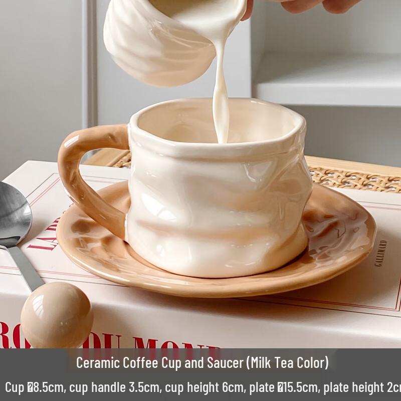 Schickes Keramik-Kaffeebecher- und Untertassen-Set