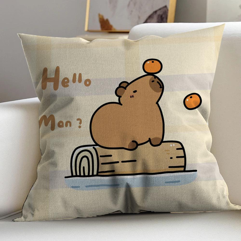Cute Cartoon Capybara Cushion Cover Pillowcase Upholstery Sofa Throw Pillow Home Decor Pillowcas