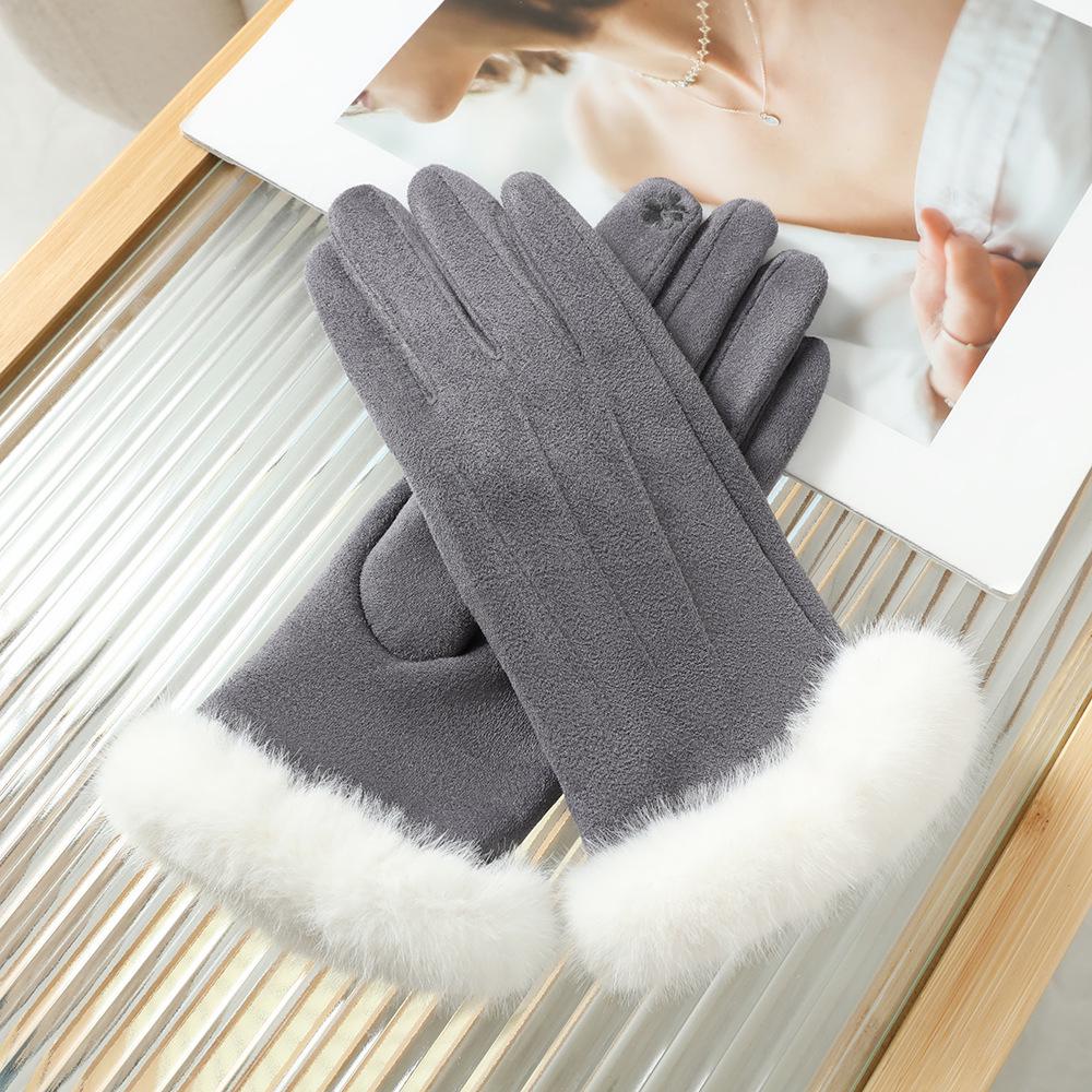 Women's Suede Winter Gloves: Warm, Fleece-Lined, and Windproof for Cycling and Driving