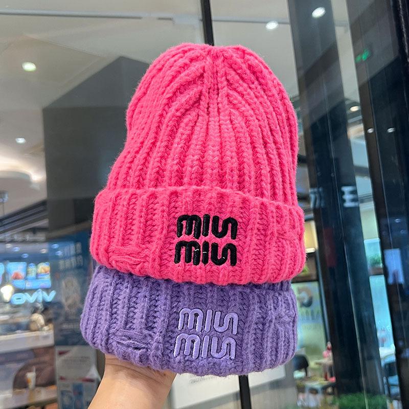 New Trendy Letter Embroidered Knitted Hat for Women in Autumn and Winter Warm Ear Protection Hat Showing Face Small Baotou Cold Hat