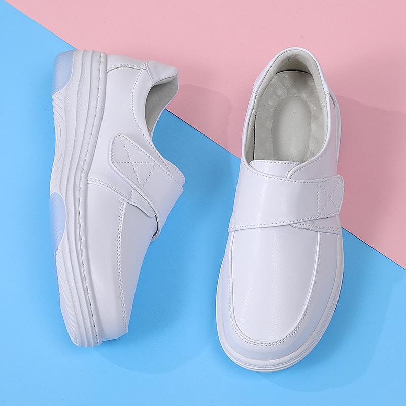 Women Loafers Platform Nurse Shoes Lady Winter Warm Fur Shoes Casual White Leather Shoes for Mother