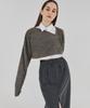 THEFRHT Cutout Two-Way Wool Crop Top (Brown Grey)