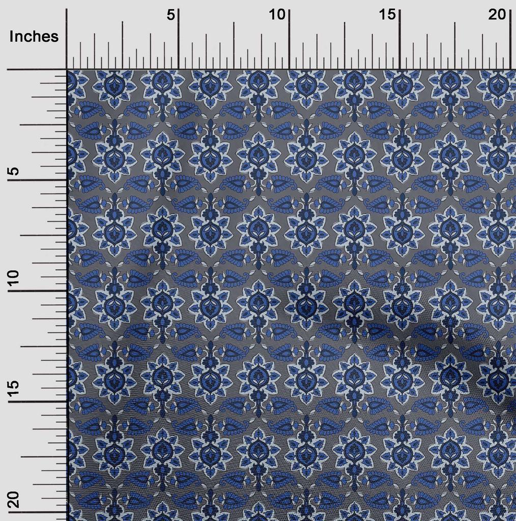 oneOone Cotton Flex Fabric Floral & Paisley Block Print Sewing Fabric BTY 40 Inch