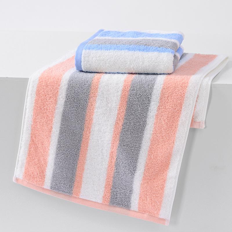 Adult Pure Cotton 32 Single Yarn Face Towel Color Knitted Jacquard Bath Towel Soft Striped Towel