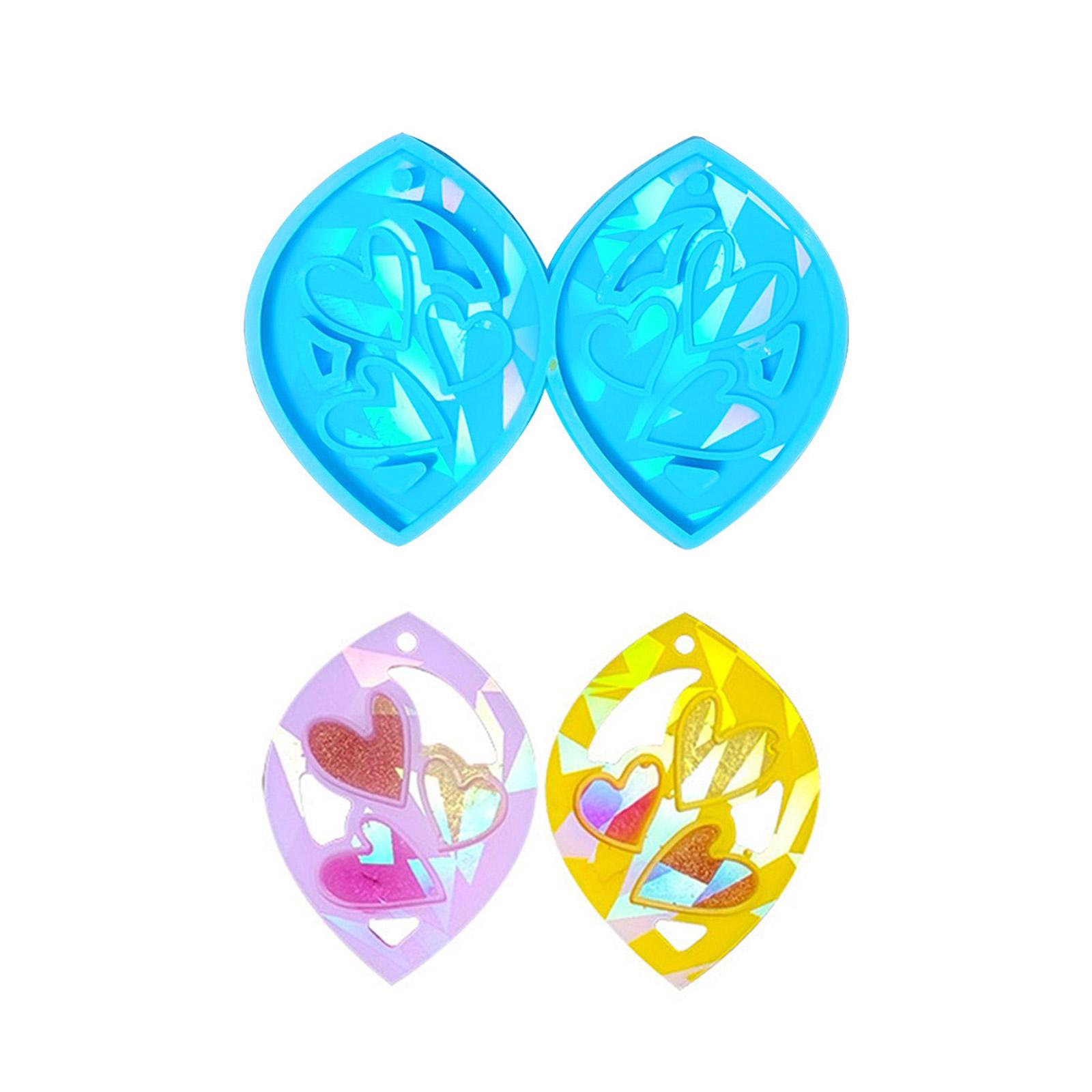 

Heart Cherry Mold Handmade Earring Pendant Silicone Mold DIY Holographic Resin Mold for DIY Keychain Jewelry Crafts 2 синий