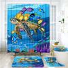 18 Colors 4Piece Marine Style Dolphin Waterproof Shower Curtain Set Anti-slip Mat Base Carpet Toilet Cover Pad Bathroom Kit