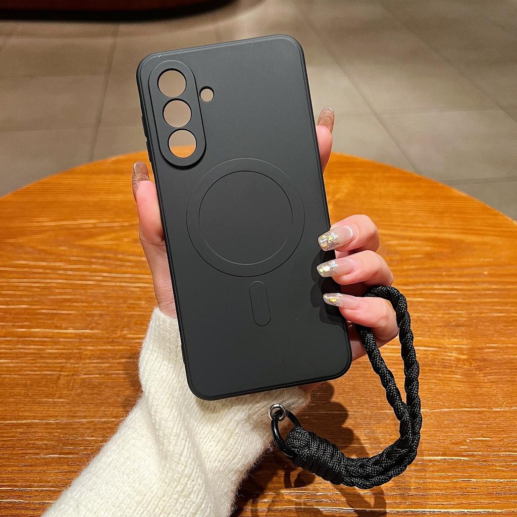 Silicone Wrist Strap Phone Case for Samsung Galaxy A17 A06 A16 A26 A36 A56 A05 A05S A15 A35 A55 for Magsafe Protective Cover