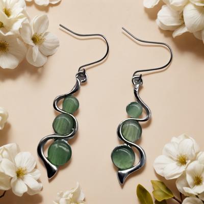 Stilvolle Hängeohrringe mit Katzenaugen-Edelsteinen Bunte Opal-Hängeohrringe Valentinstags-Schmuck Ohrschmuck
