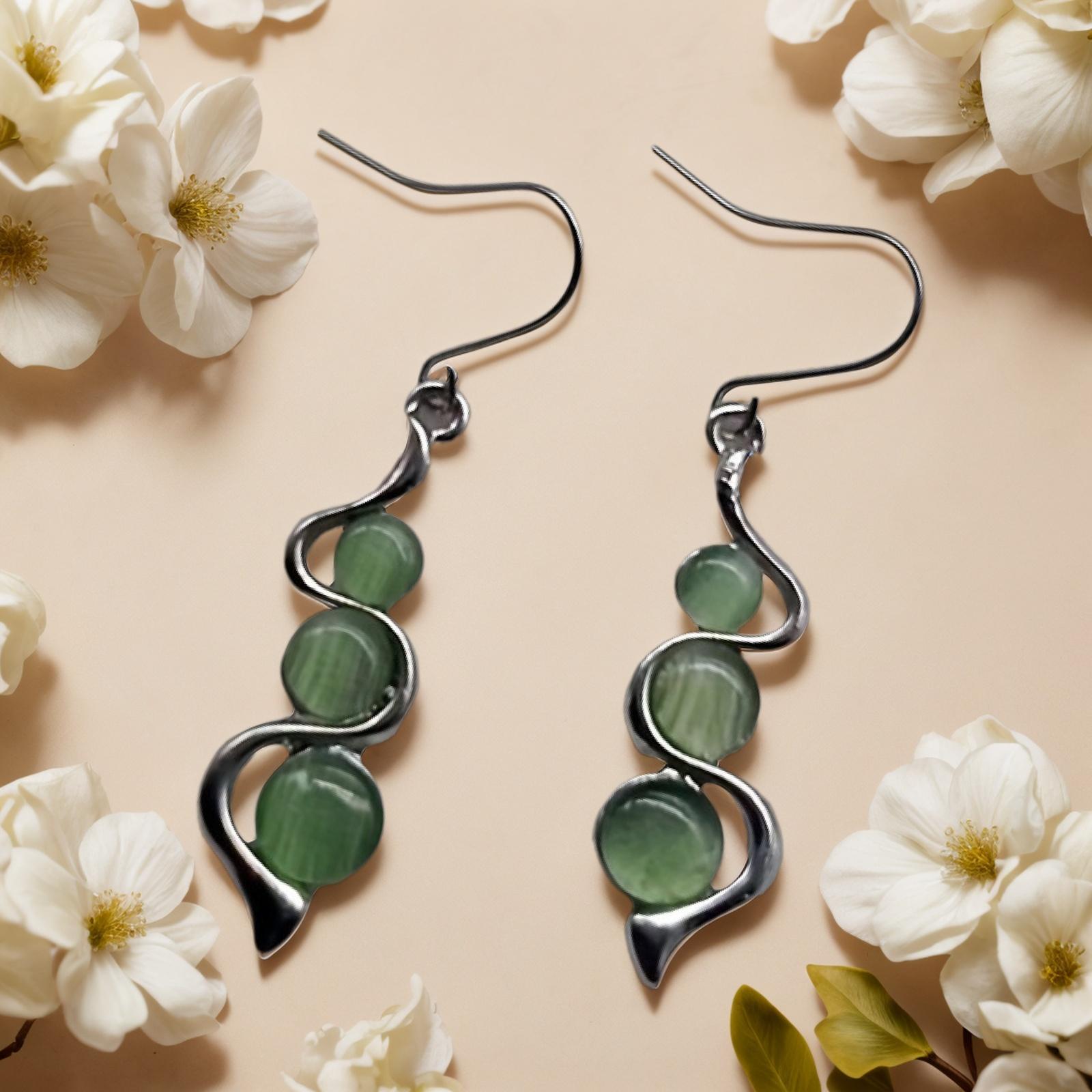 

Elegant Cats Eye Gemstones Drop Earrings Opal Dangle Earrings Jewelry for Women Stylish Valentines Day or Birthday Gift синій