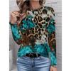 Tops for Women Leopard Print Print Round Neck Long Sleeve T-shirt Fall Casual Slim Pullover Women's Long Sleeve Top