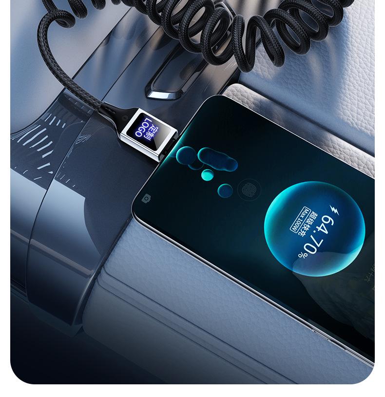 CarPlay Screen Mirroring LED Retractable USB Charging Cable with Custom Logo - Type-C Mobile Data Cable
