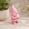 Dust Resistant Decoration 3D Printed Garden Gnome Statue Holding Heart, Cute Pink Figurine, Weather-Resistant Indoor Love Heart Ornament and Outdoor,