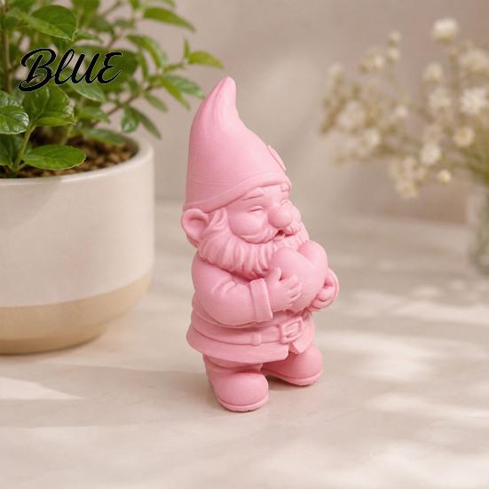 Dust Resistant Decoration 3D Printed Garden Gnome Statue Holding Heart, Cute Pink Figurine, Weather-Resistant Indoor Love Heart Ornament and Outdoor,