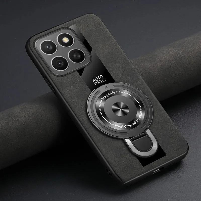 For Magsafe Wireless Charging Cover For Xiaomi 15T Pro 17T Pro PU Leather Shockproof Ring Stand Holder Case For Xiaomi 17 Max