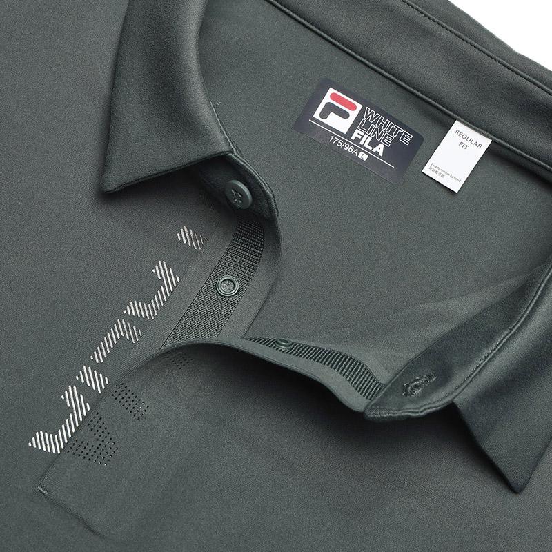 Fila Fleece Knit Long Sleeve Polo Shirt Men Tops Military-Green F11M513201FDG