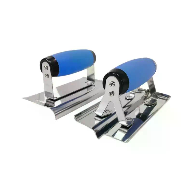 1Pcs Rubber Handle Plastering Trowel Concrete Trowel Drywall Tools Stainless Steel Corner Shaping Trowels Corner Tool