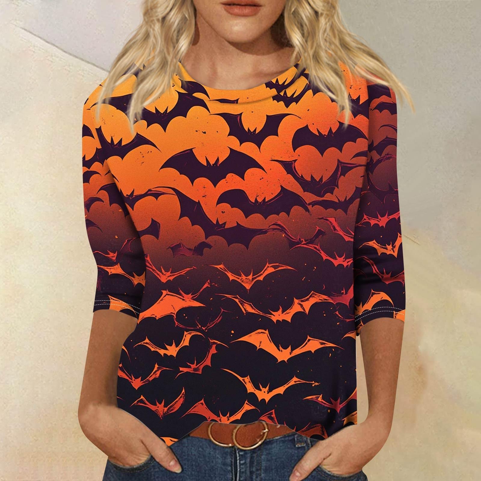 

Женская модная повседневная свободная футболка с круглым вырезом и рукавами 3/4 с принтом, женский топ M