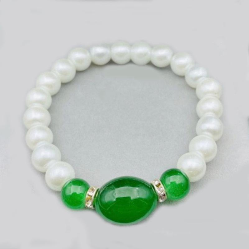 Collar de Perlas con Cierre de Lingote de Ágata Verde – Regalo Elegante para el Día de la Madre
