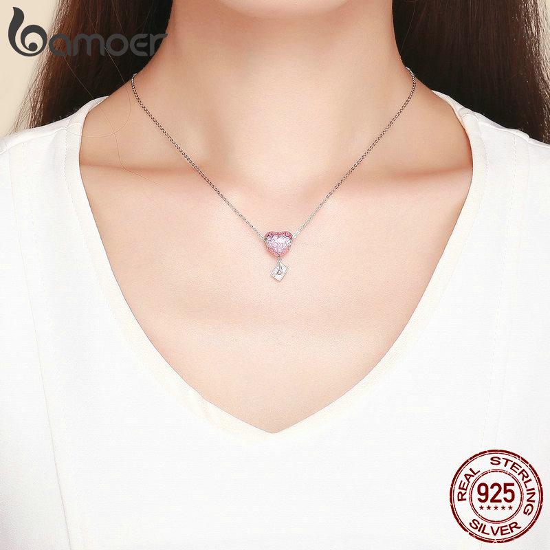 BAMOER 925 Sterling Silver Pink Animal Hot Ballon Murano Bead Pendant Charm Fit Original Bracelet