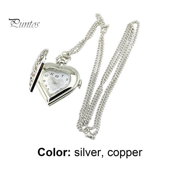 Alloy Vintage Pocket Watch Hollow Heart-shaped for Daily Life Quartz
