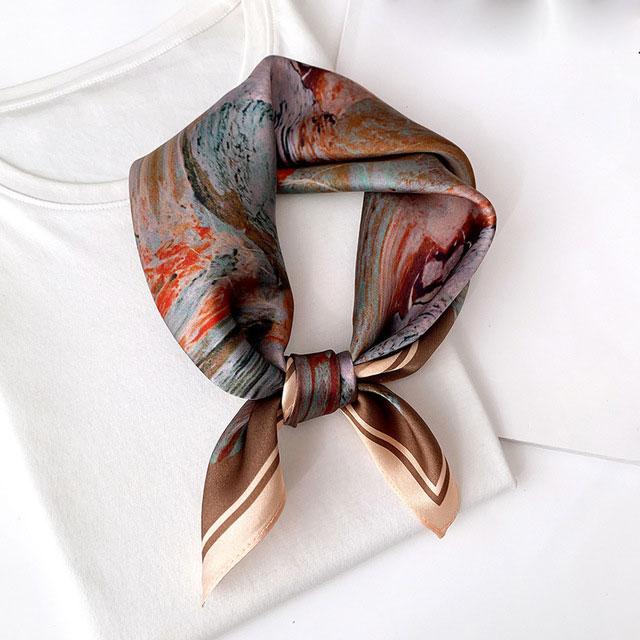 New 100% Real Silk Satin Women Scarf Flower Printed Foulard Femme Square Head Scarfs Bandana Shawl Gift For Lady Hijab