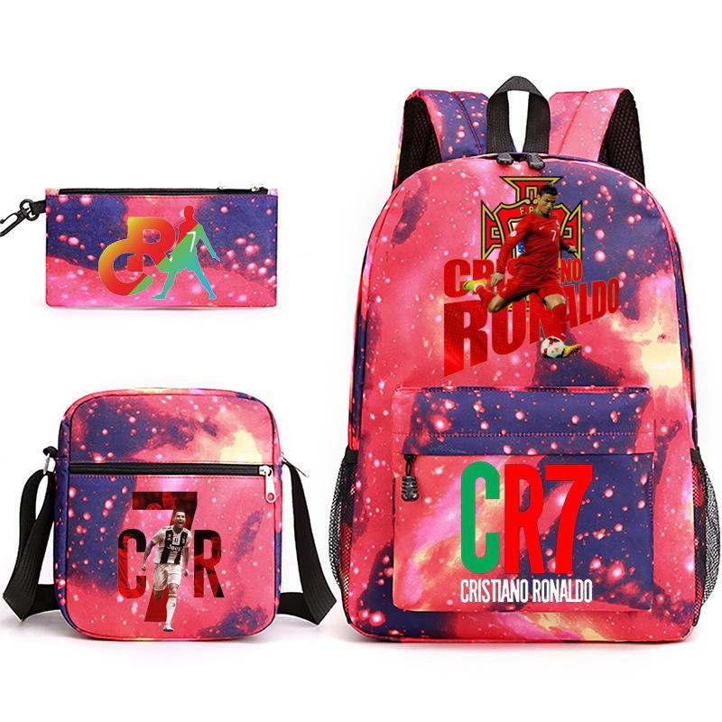 Mochila escolar de gran capacidad con correa para el hombro; set de tres piezas para estuche de lápices de estudiante