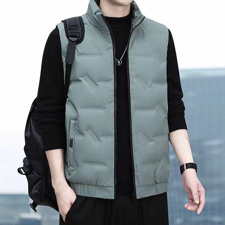 Men's White Duck Down 80% Lightweight Stand Collar Vest - Fashionable, Versatile, and Warm.