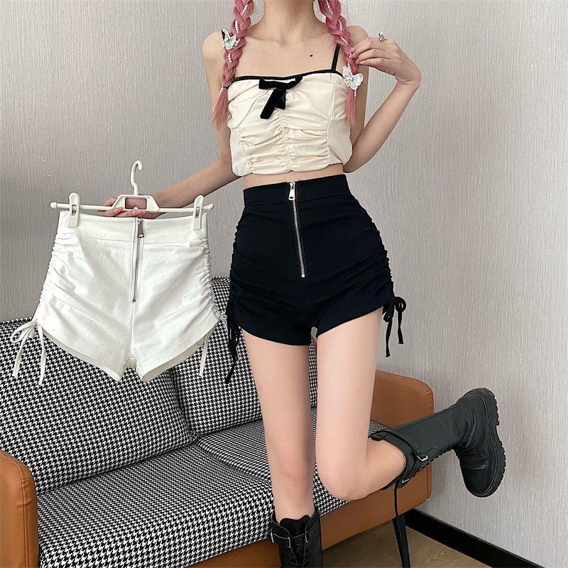 2026 Summer Plus Size High-Waist A-Line Wide Leg Shorts for Women - Black