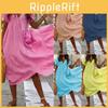 Elegant Women Fashion Maxi Dress Short Sleeve Solid Color Casual Boho Kaftan