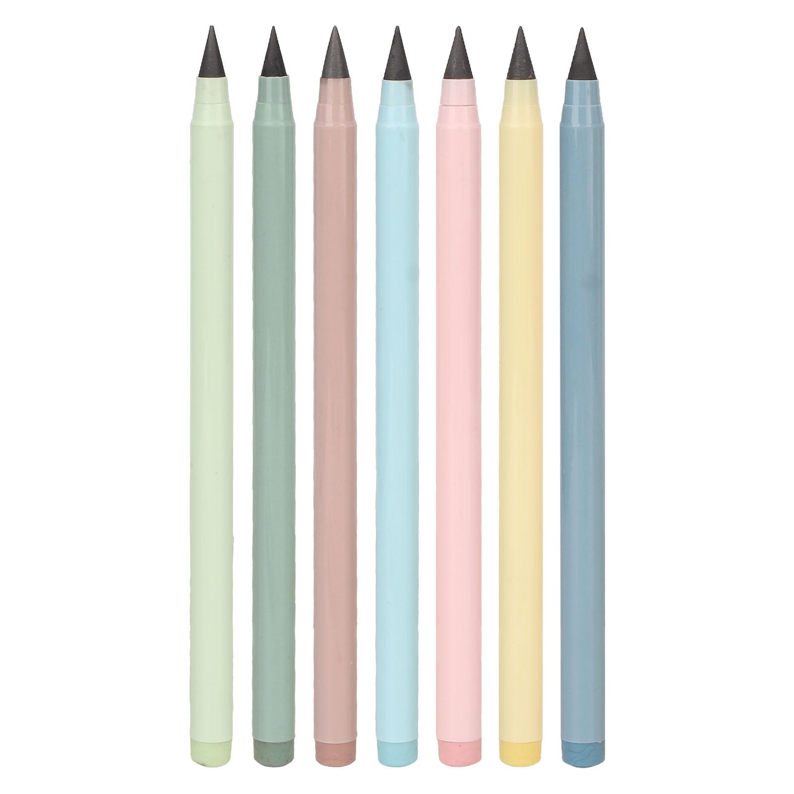 

7 наборов карандашей без чернил, яркие цвета, вечный карандаш с ластиком, чехол для ручки для студентов и учителей