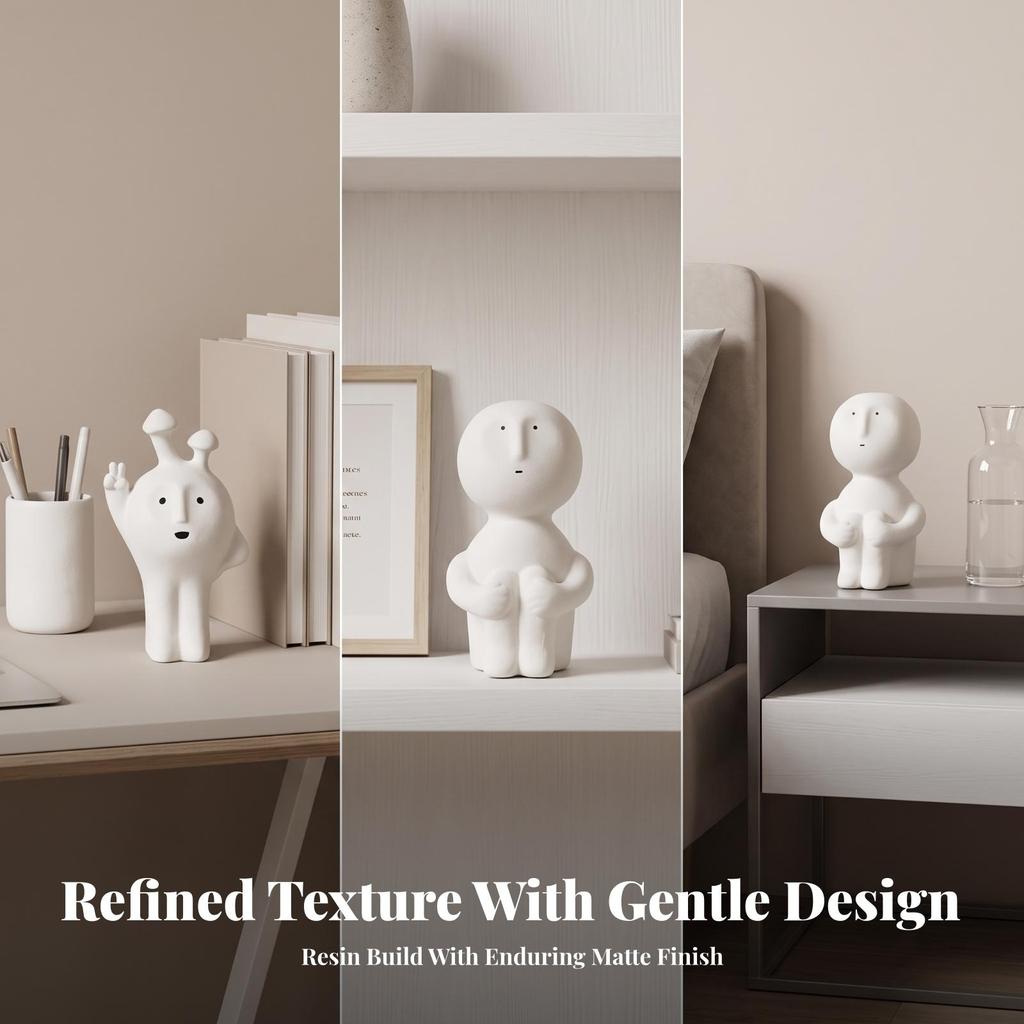 Nordic Resin Figurine Minimalist Cartoon Playful Tabletop Ornament