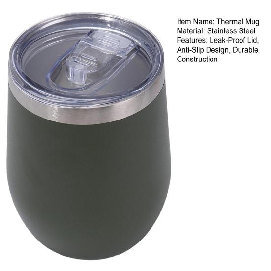 Stainless Steel Wine Cup with Leak-Proof Lid Hot Cold Drinks Portable Travel Cup Anti-Slip Design Insulated Thermal Mug