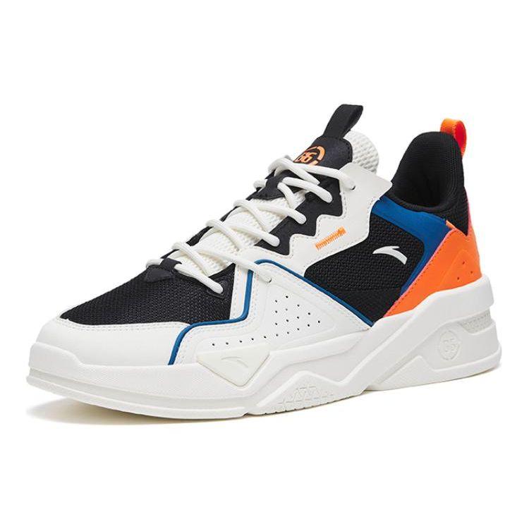 Anta G6 Comfort Simple Non-Slip Wear-Resistant Low-Top Skate Shoes Men Sneakers Black White Orange 112318084-1