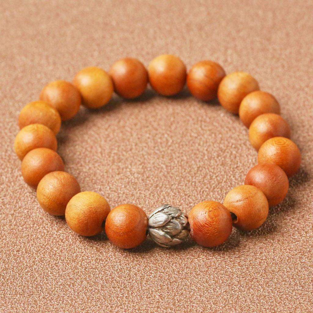 Peach Wood Buddhist Bead Bracelet: Men's and Women's Amulet with Cinnabar Rosary Beads