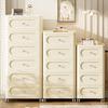Cream Style Plastic Storage Cabinet: Thick Drawer-Type Bedside Table for Bedroom or Living Room Snack Storage.