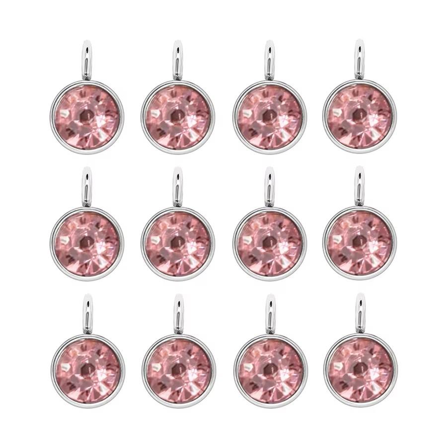 144Pcs/Lot Birthstone Necklace Pendant Jewelry Making Rhinestone Stainless Steel Charms For Women Earrings DIY Accessories Gift
