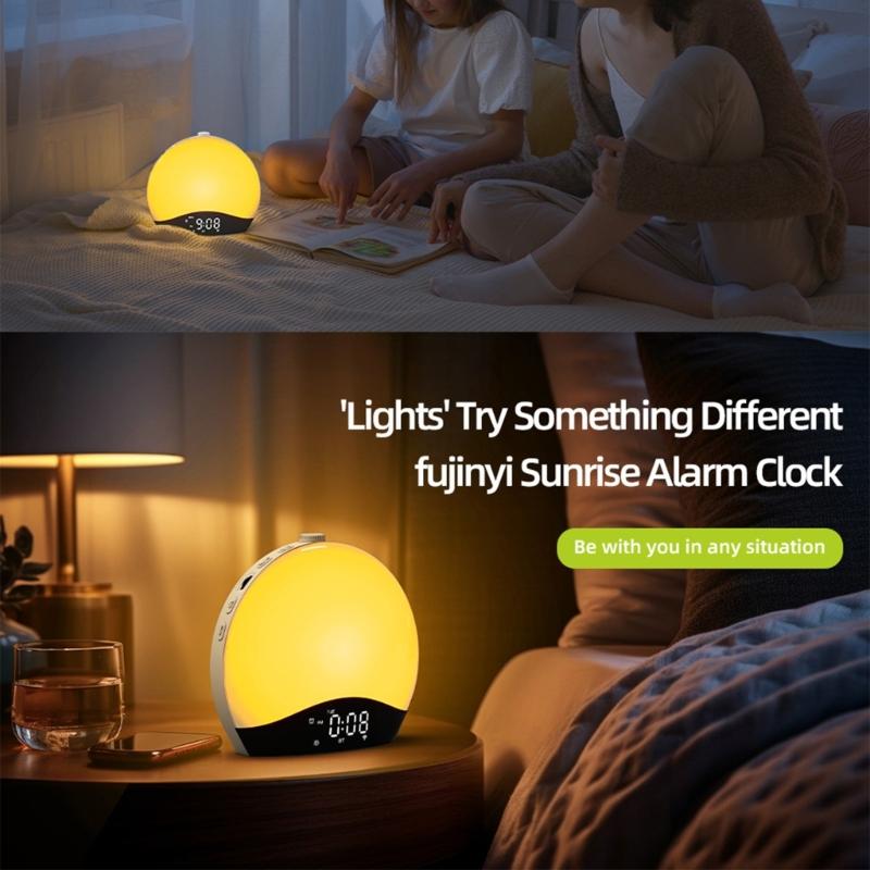 LED Wake Up Light Alarm Clock Featurings Graduals Sunrises Effect Multiple Nature Sound For Improved Sleep Quality