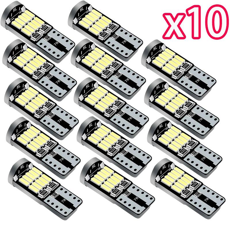 10Pcs Super Bright LED Bulb T10 26SMD 4014 Chip Car Interior Light 12V Long Lasting Car Reading License Plate Light Signal Lamp