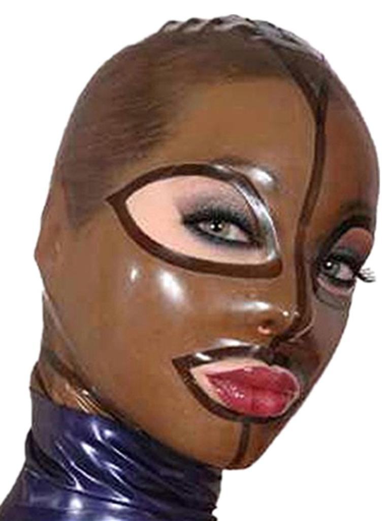 Přírodní latexová maska ​​Gumová kapuce Fetish SM Fetish Restraint Headgear Latex Headgear Bar Playing Mask Halloween Mask [OnundOn] 100% - -