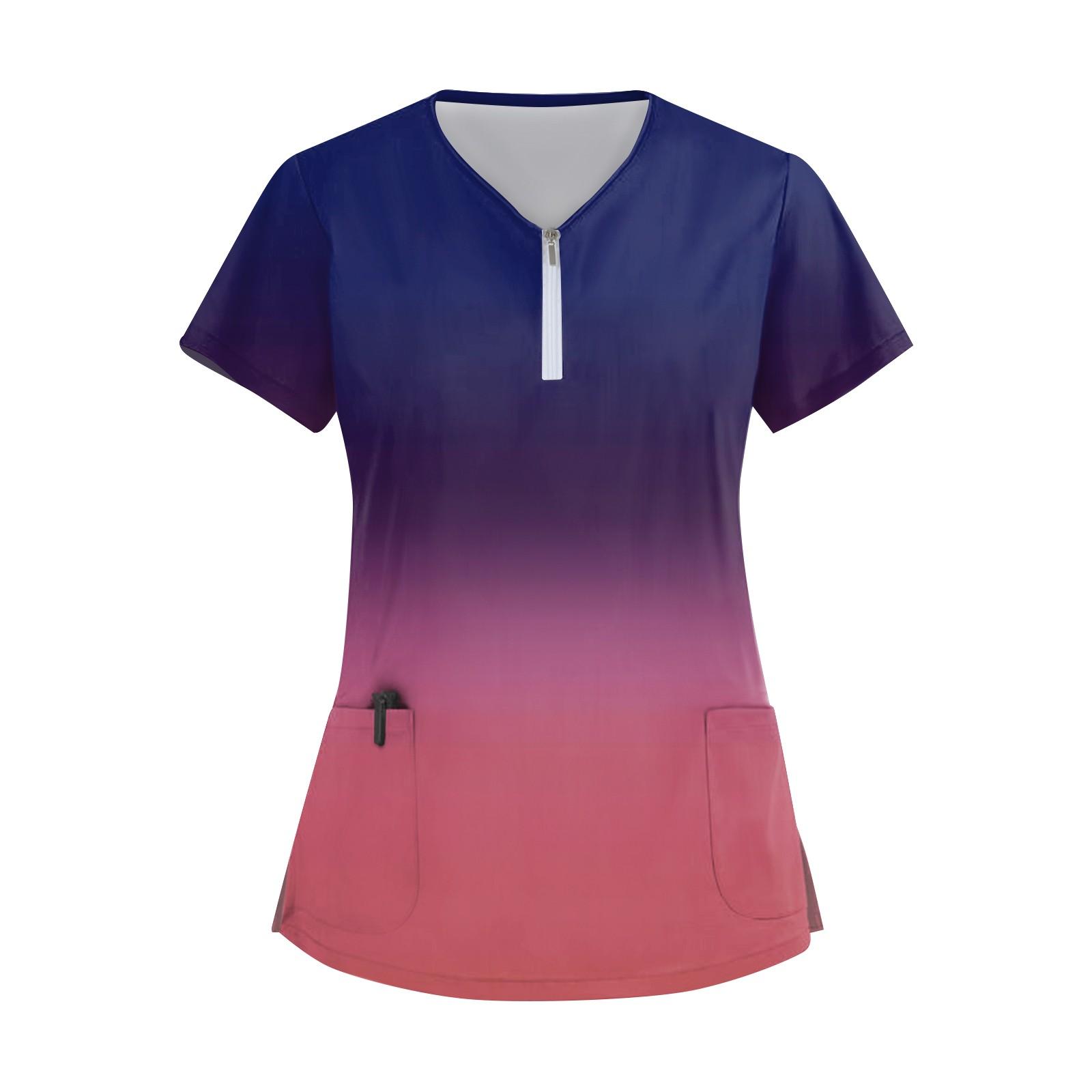 

Женский модный повседневный топ с воротником-молнией и градиентными принтами XXXXXL