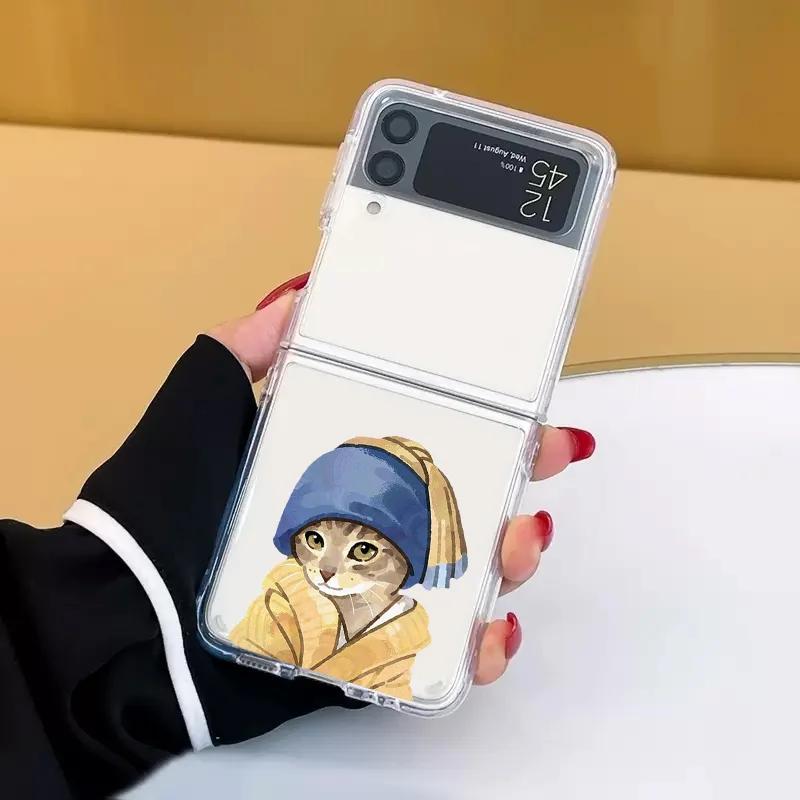 

Retro Painting Van-Gogh Black Cat Case for Samsung Galaxy Z Flip 6 ZFlip 5 ZFlip7 Transaprent Cover for Samsung ZFlip 4 3 Fundas Galaxy ZFlip 6