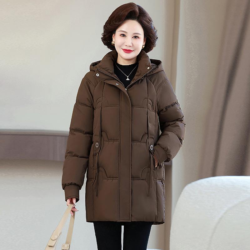 Medium and the Elderly Women's Large Size Winter Clothes New Thickened Cotton-padded Clothes Fashion Mother Medium and Long Warm Jacket Jacket