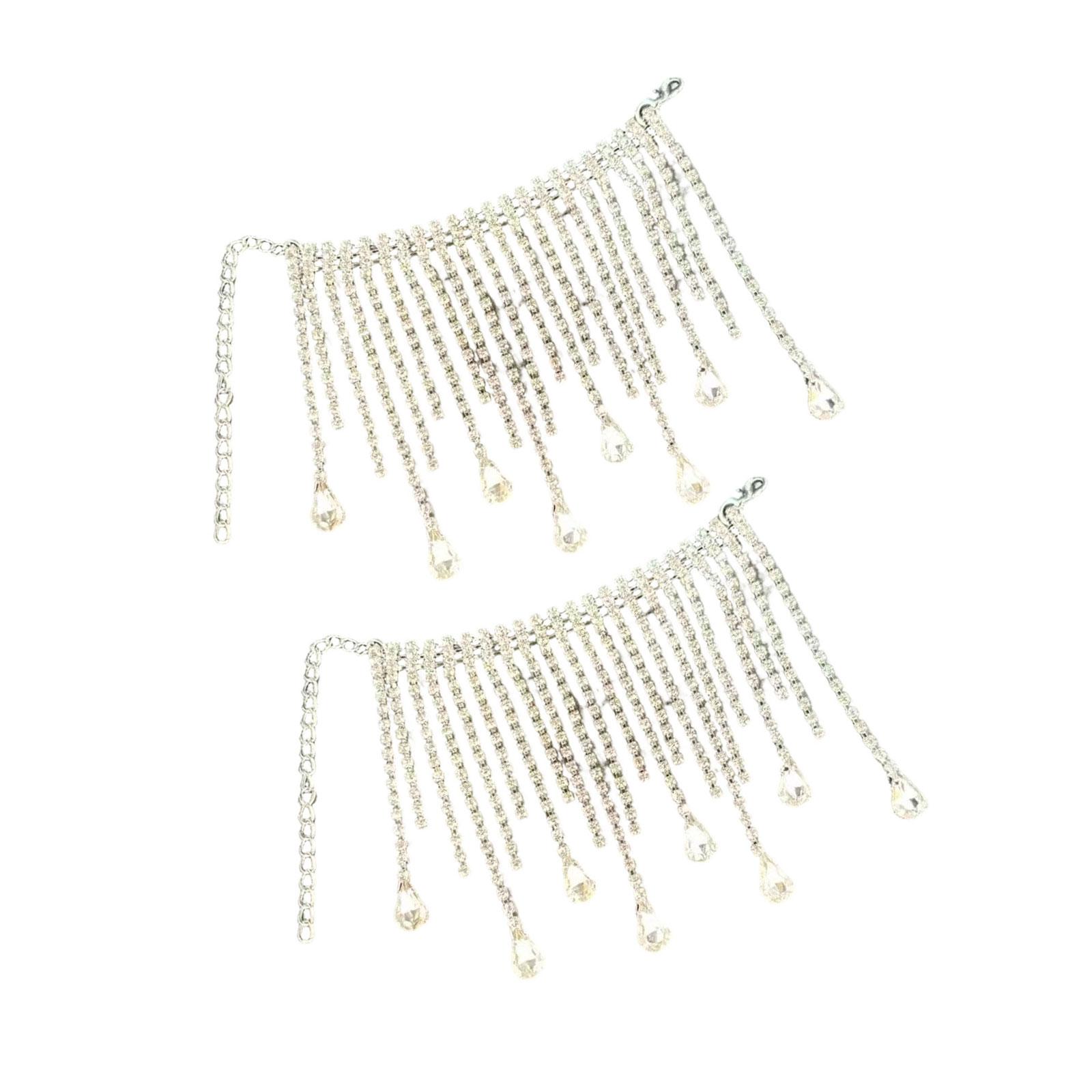 

2 Piece Metal Chain Glitter Crystal Rhinestones Tassels Wine Bottle Short Veil Cork Charm for Wedding Parties Wine Decors 1