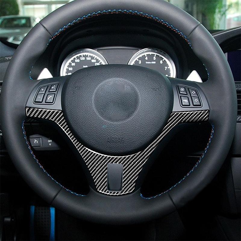 For BMW E90 E92 E93 3 Series 2005-2012 Real Carbon Fiber Steering Wheel Decoration Cover Car Stickers Car Interior Styling
