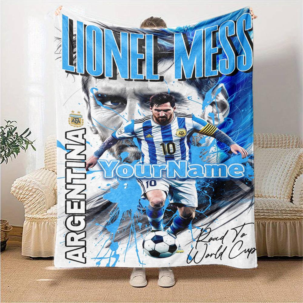 Messi Customize Text Blanket Gift Customizable Blanket Warmthful Decor Suitable for Sofa Couch Office Bed for All Occasions Gifts For Family Or Friend